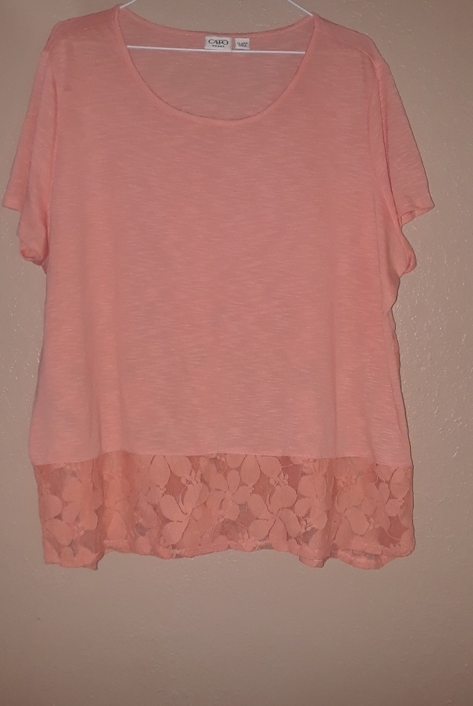 Plus Size Lacy Coral Top